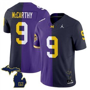 Mens Youths Kids J.J. McCarthy  Purple Navy Jersey Stitched Vapor